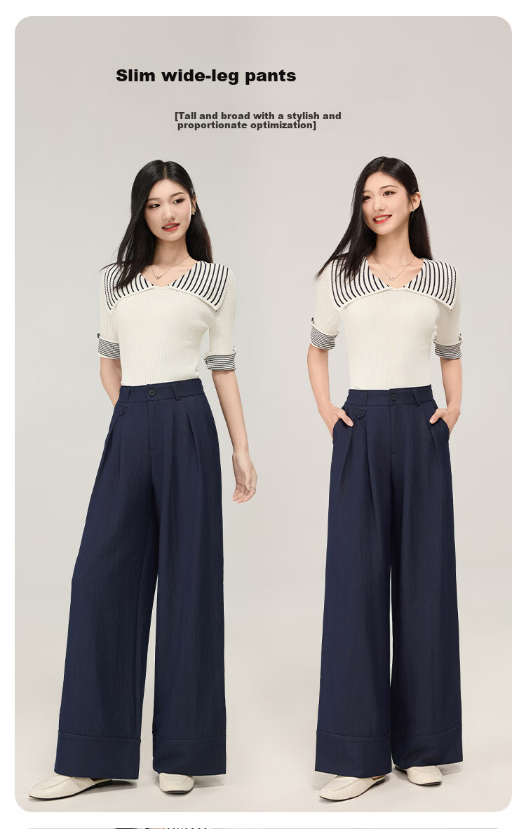 BOPRUIEY Women's High-Waist Casual Pants 2025 Autumn New Straight-Leg Loose Versatile Premium Draped Wide-Leg Trousers 1