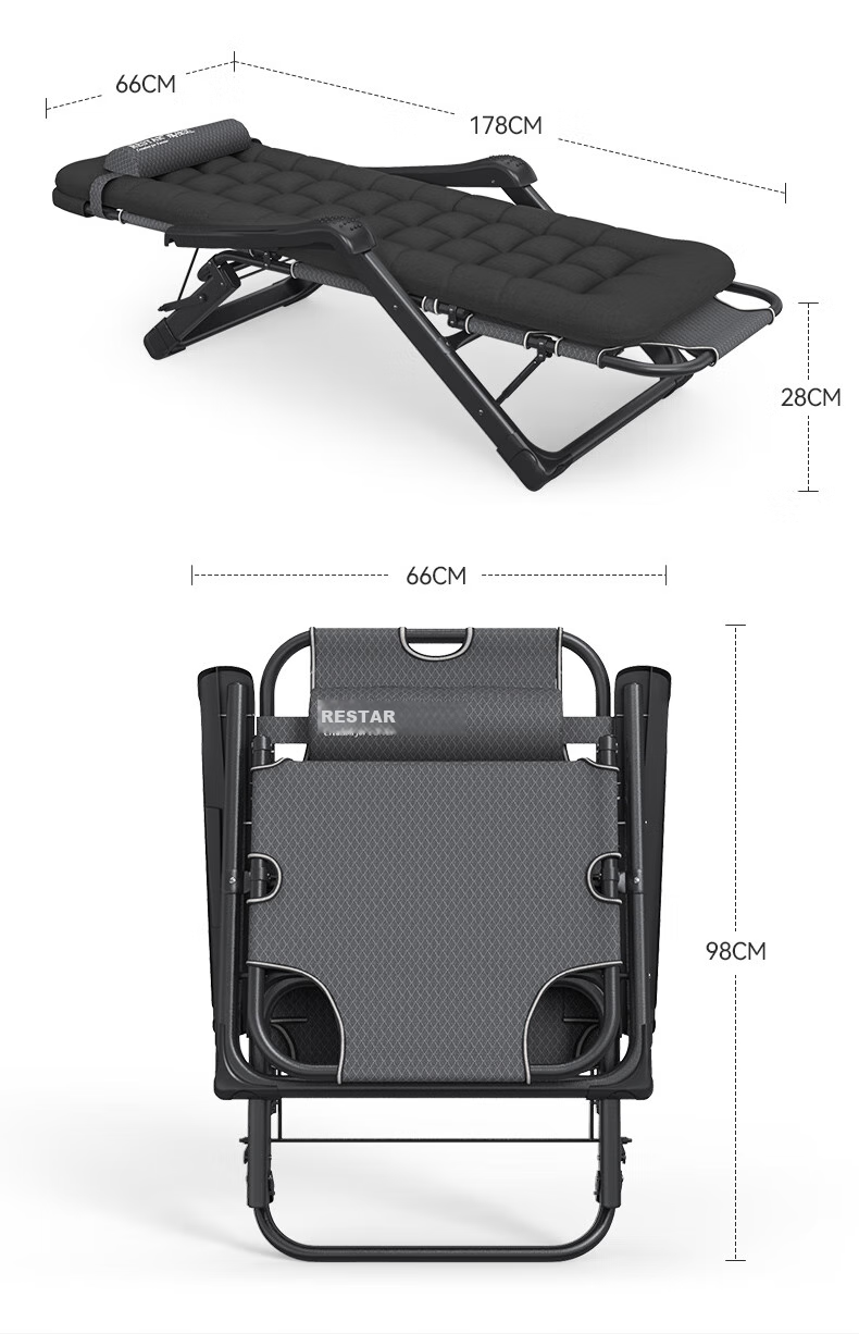 Restar Folding Bed Lounger, Office Nap Bed, Hospital Companion Care Folding Chair, Seatable And Reclining Chair with Cotton Pad 11