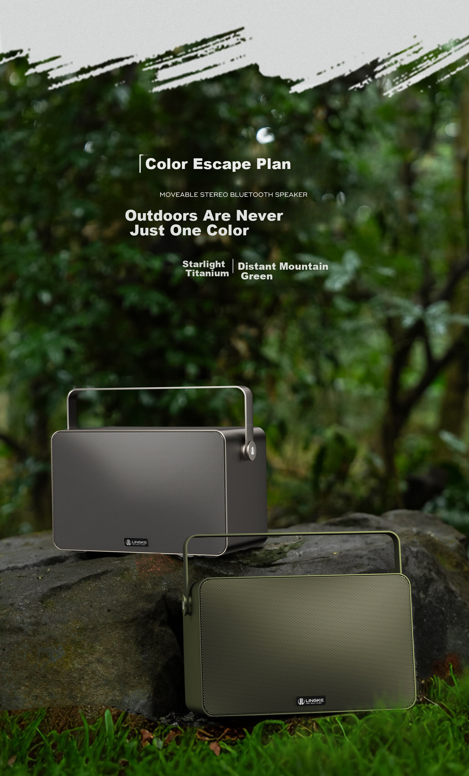 Lingke M5 Stereo Outdoor Speaker Portable Wireless Bluetooth Speaker with High And Low Volume, 50-Hour Ultra-Long Battery Life, Waterproof, Practical Birthday Gift, Army Gree 14