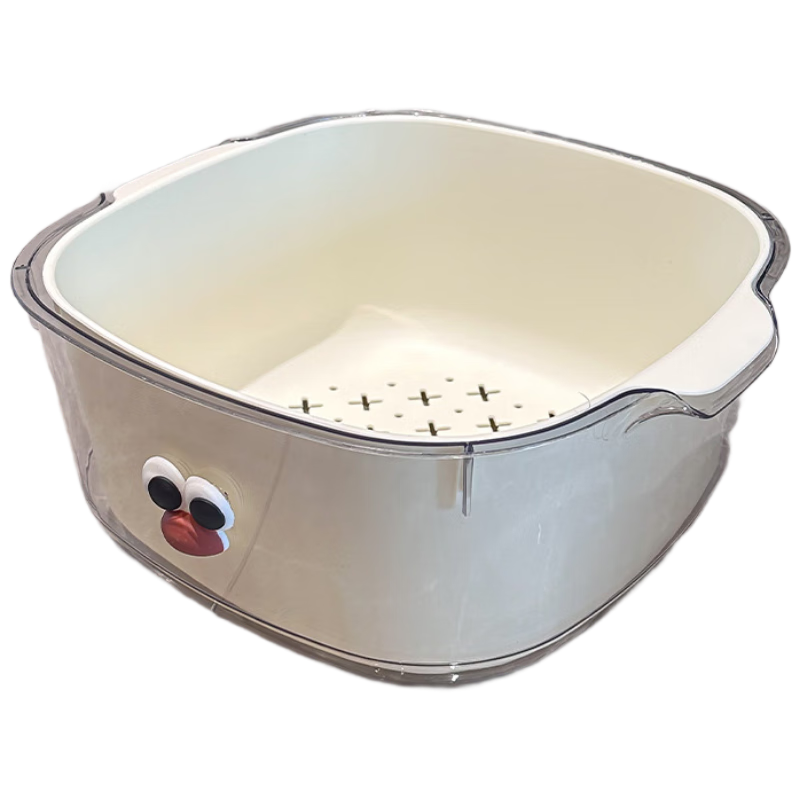 Pinyu Double-Layer Dopamine Draining Basket Household Cute Fruit Basket 2-in-1 Thickened Fruit Tray and Vegetable Washing Basket