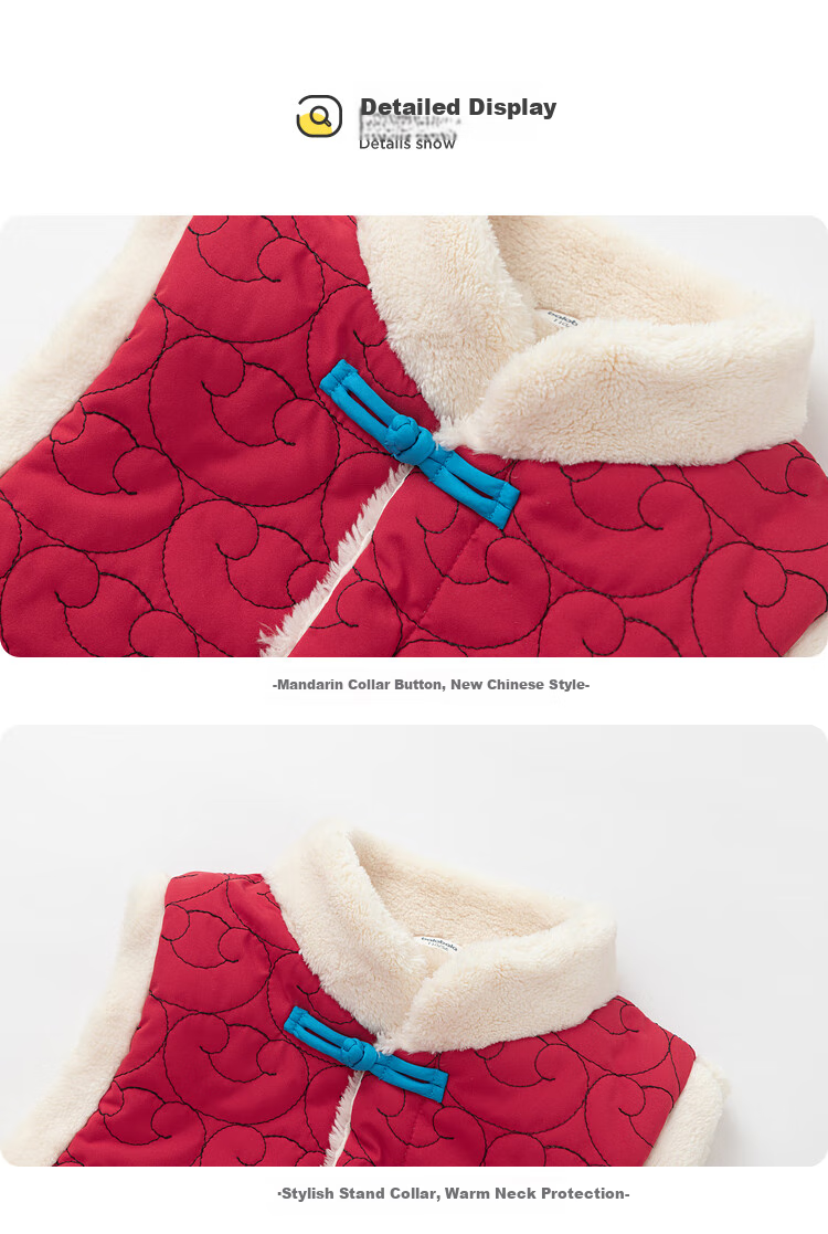 BALABALA Baby Vest Padded 2025 Boys And Girls Vest New Year Zodiac Year Greeting Red Fleece-Lined 208125171203 7