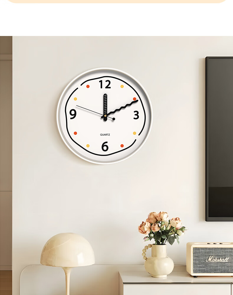 Zhong Xiaobai Wall Clock Living Room 2026 New Cream Style Home Decorative Creative Silent No-Drill Quartz Wall Clock 8