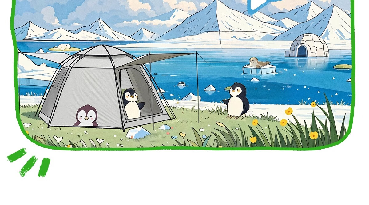 CAMEL Penguin Cute Portable Folding Automatic Tent Outdoor Camping Tent Gear Set Large Matcha Green 3