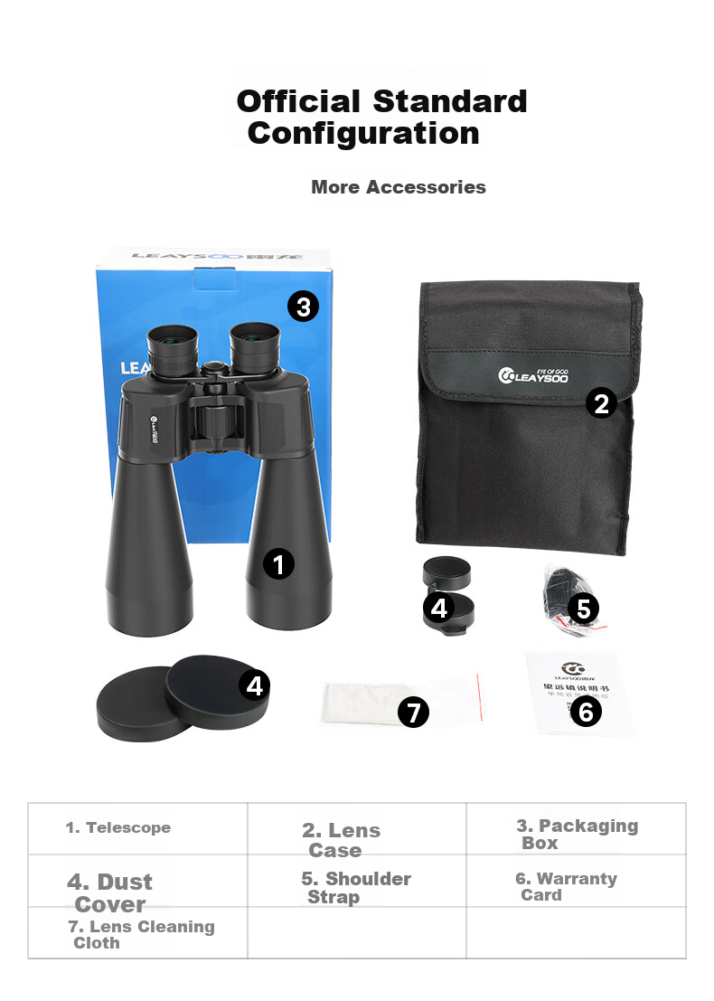 Leaysoo High Magnification 15x70 Large Aperture Wide-Angle Adult Professional Low-Light Night Vision Binoculars 22