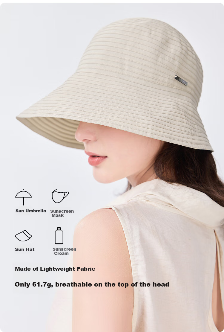 JIUMU Sun Protection Hat for Women, Sun Visor Cap, Fisherman Hat, Summer Outdoor Face-Covering UV Protection Hat 4