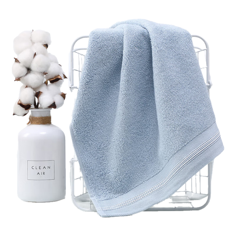 KING SHORE Towel, Pure Cotton Sports Face Towel, Class A Pure Cotton Plain Towel, 2 Pieces, 105g, Blue + Gray