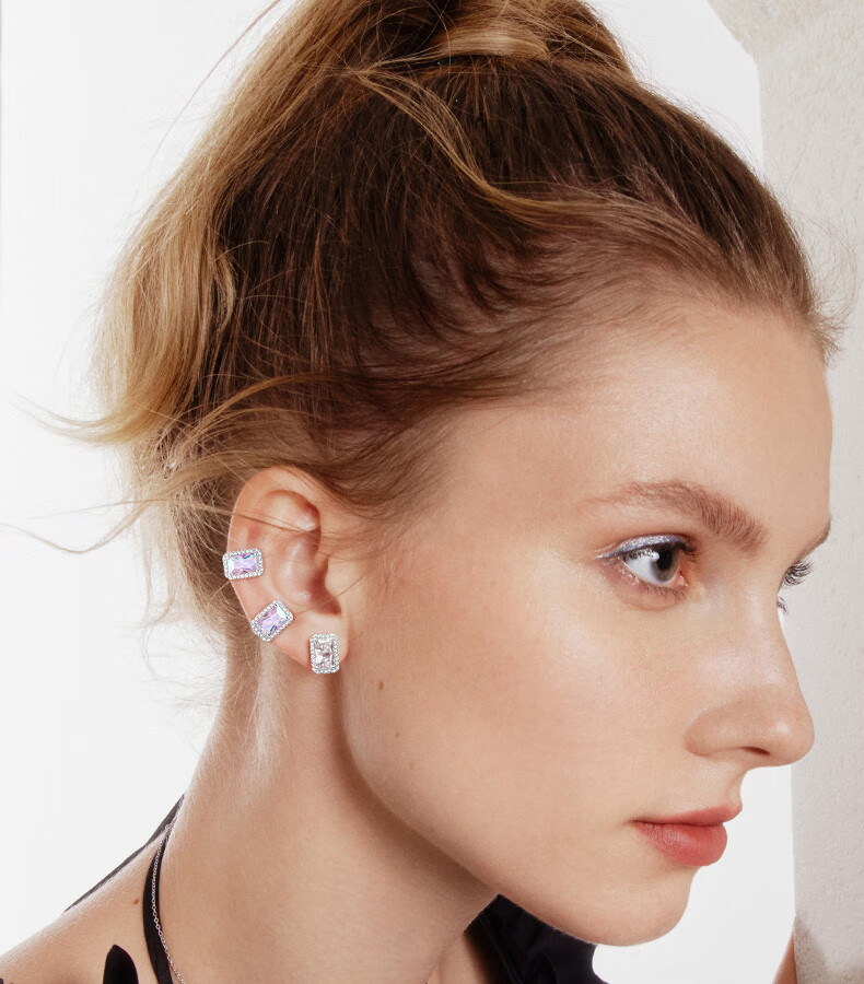 HEFANG Sparkling Sugar Cube Earrings Jewelry High-End Birthday Gift Women's Day Goddess Gift for Girlfriend 5