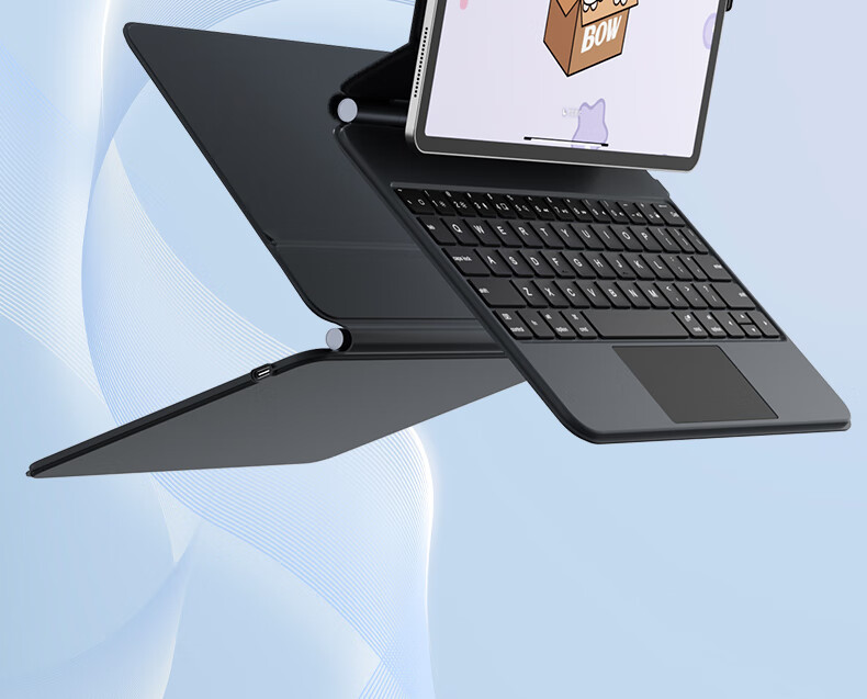 B.O.W Hangshi HA354 2025 New iPad Magic Keyboard for 9th Gen, Compatible with Apple Air 5/4, Magnetic Floating Protective Case, Five-Level Backlight Integrated, Black 2