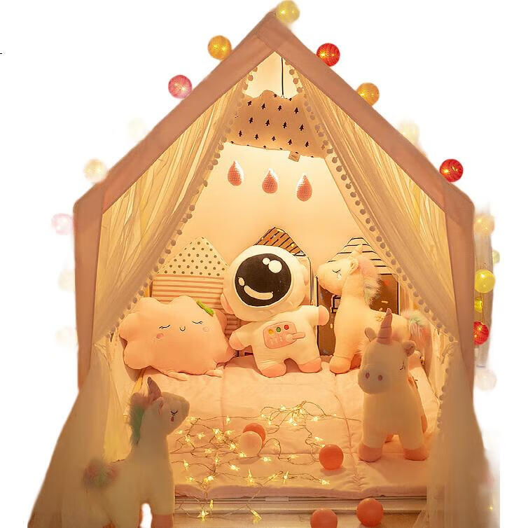 Детский игровой домик-палатка Little Dove, игровой комплекс для детей, подарок на день рождения, с матрасом и деревянными опорами, единорог, розовый, 100x126x136 см