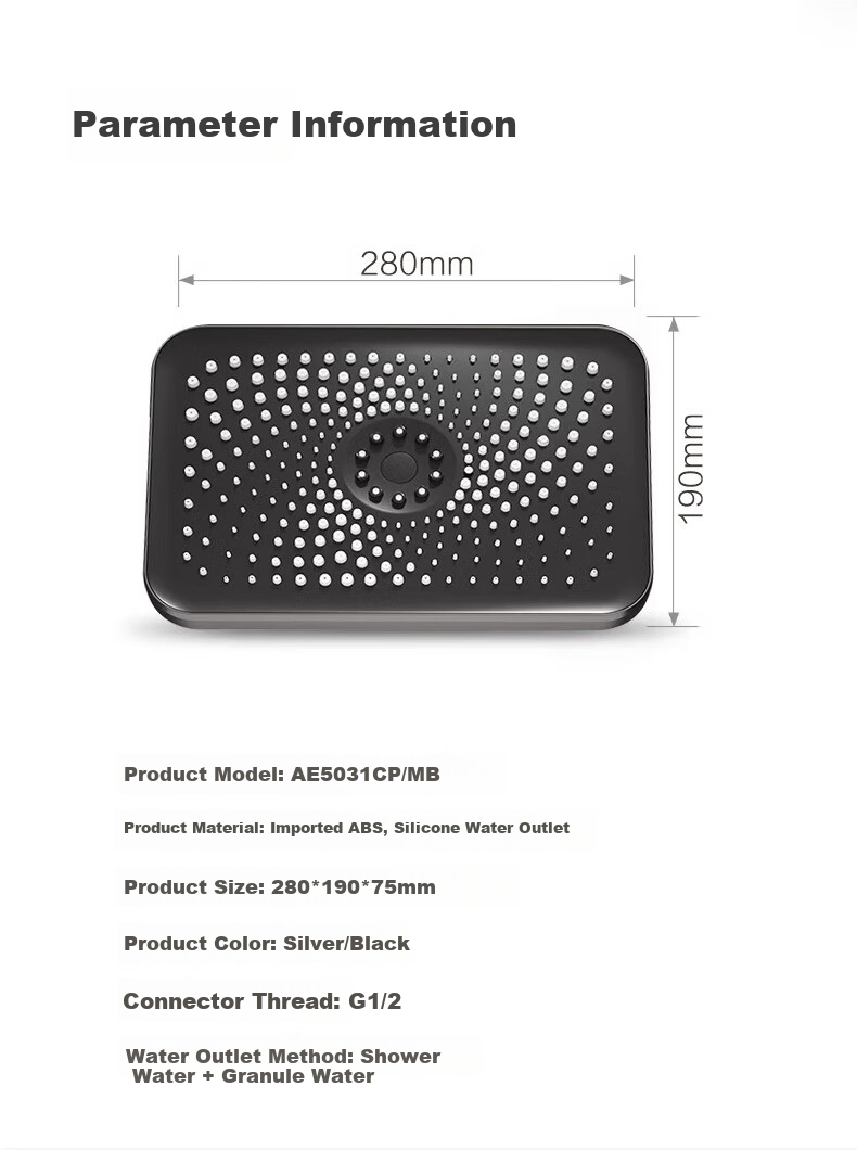 ARROW Shower Head, Large Top Spray, Water-Saving Pressure-Increasing High Screen Pressure Spray 1