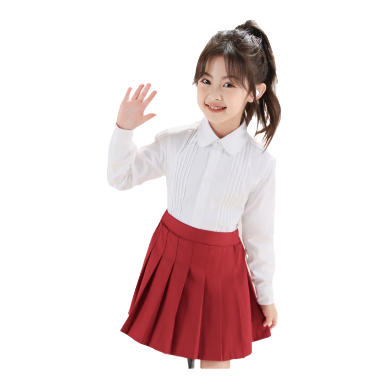 Yinuofang Children's White Long-Sleeve Shirt, Children's Day Performance Costume, Undershirt, Girls' Shirt, Chorus T-Shirt
