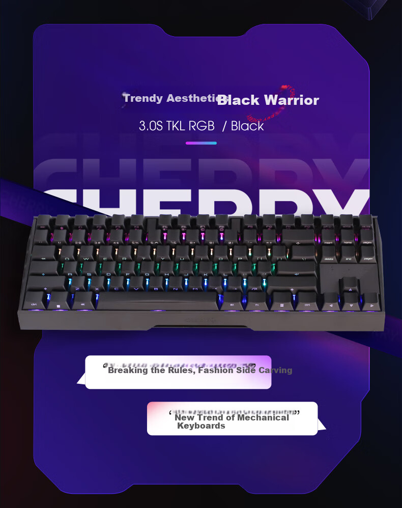 CHERRY MX3.0S TKL Mechanical Keyboard, RGB Lighting Effects, E-Sports Gaming Keyboard, Wired Keyboard, Office Keyboard with 87 Keys, Pink Red Switches 4