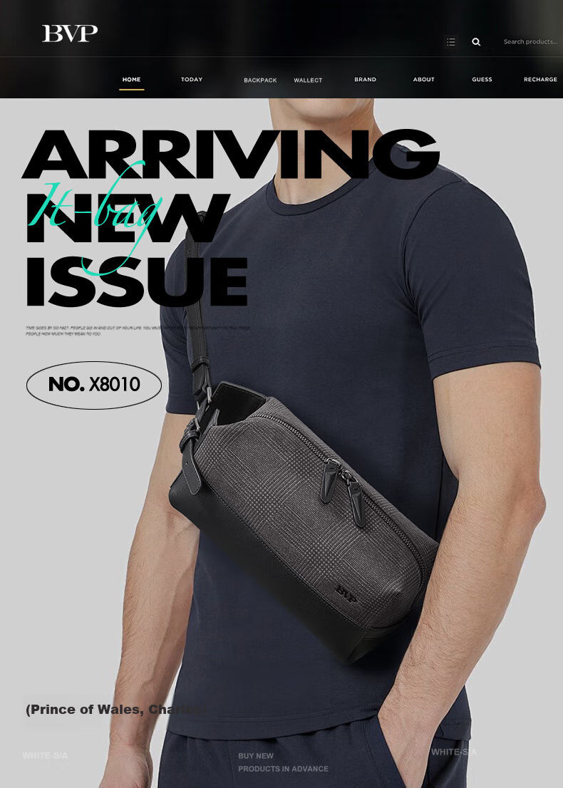 BVP Italian Leather Crossbody Bag, Men's Chest Pack, Spring And Summer Fashion Cowhide Shoulder Bag, Men's Backpack, Birthday Gift 1