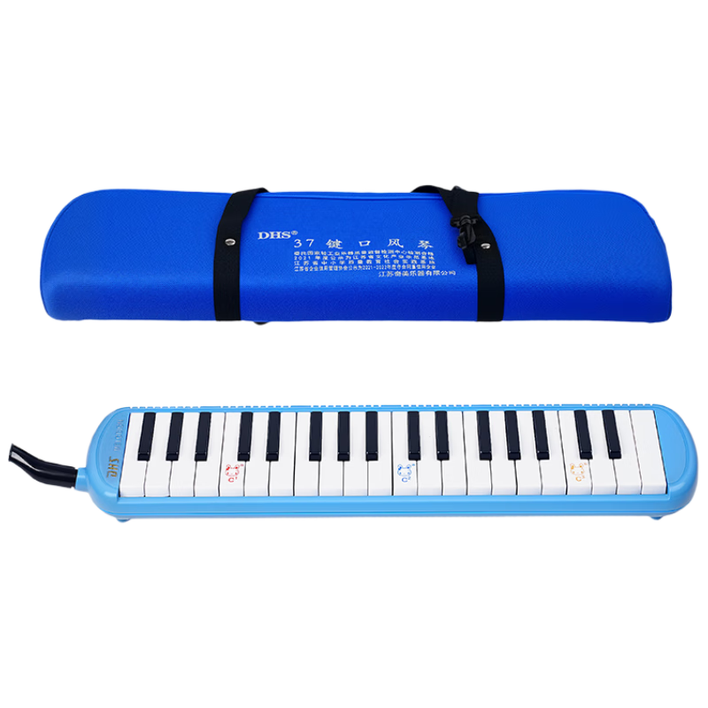 DHS Classroom Instrument, 37 Keys, DHS Melodica, Blue, Canvas Soft Case, with Teaching Tube And Mouthpiece