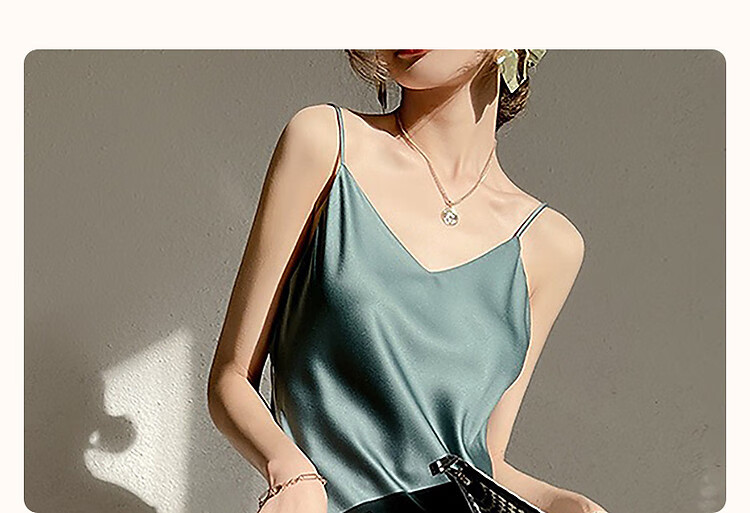 Dme [Glossy Satin Spaghetti Strap Dress], Elegant X-Shaped Spaghetti Strap Midi Dress for Women in Spring And Summer 2