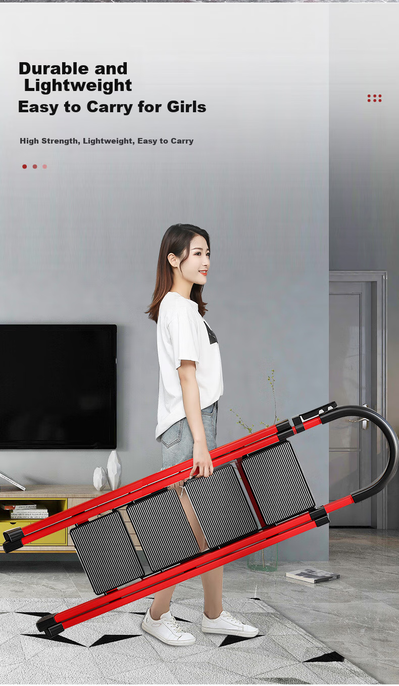 SHULIANG Ladder, Household A-Frame Ladder, Five-Step Ladder, Folding Engineering Ladder, Thickened Carbon Steel 8