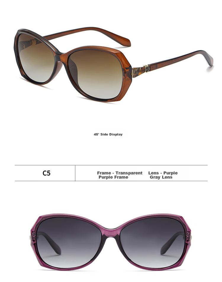 Kaponi Polarized Sunglasses for Women, Retro Large Frame Slimming Fashionable Elegant Sunglasses, Driving Sun Protection UV-Resistant Glasses 5