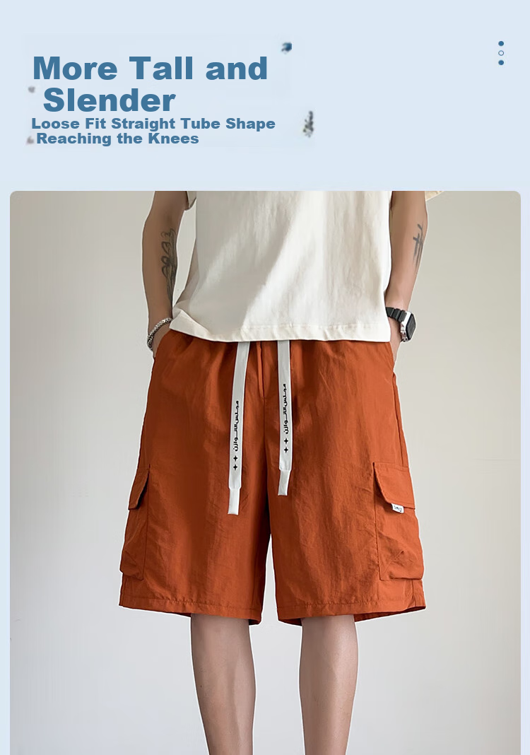 ROMON Men's Summer Thin Loose Straight Five-Point Casual Breathable Shorts Gray XL 3