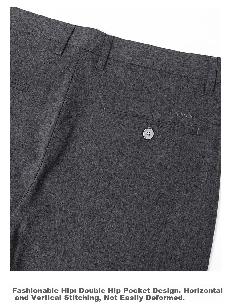 MONTAGUT [Wrinkle-Resistant And Easy-Care] Summer Solid Color Versatile Business Men's Dress Pants, Draping Mid-Rise Cool-Feeling Long Pants 4029 17