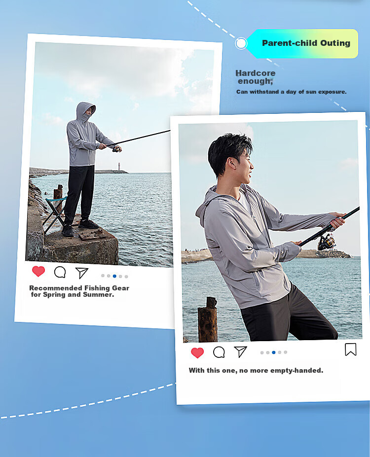 BOSIDENG Sun Protection Jacket for Men, Summer Outdoor Ice Silk Original Yarn Fishing Shirt, Cool Breathable Sports Cycling Hooded Coat 18
