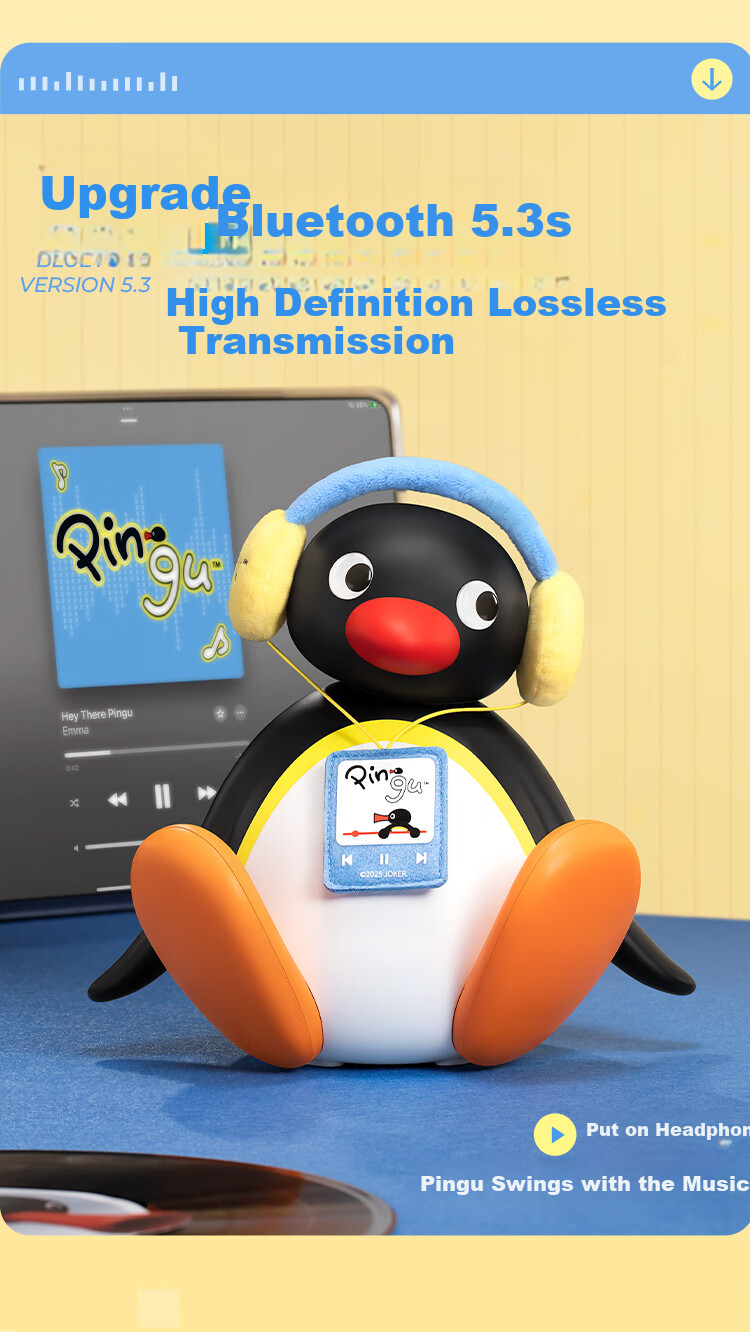 MARtube Pingu Penguin Rocking Speaker Bluetooth Desktop Speaker for Wedding, Housewarming, Small Outdoor High-Quality Premium Niche Gift for Girlfriends, Ladies, Boys, Birthday Present for Boyfriend 2