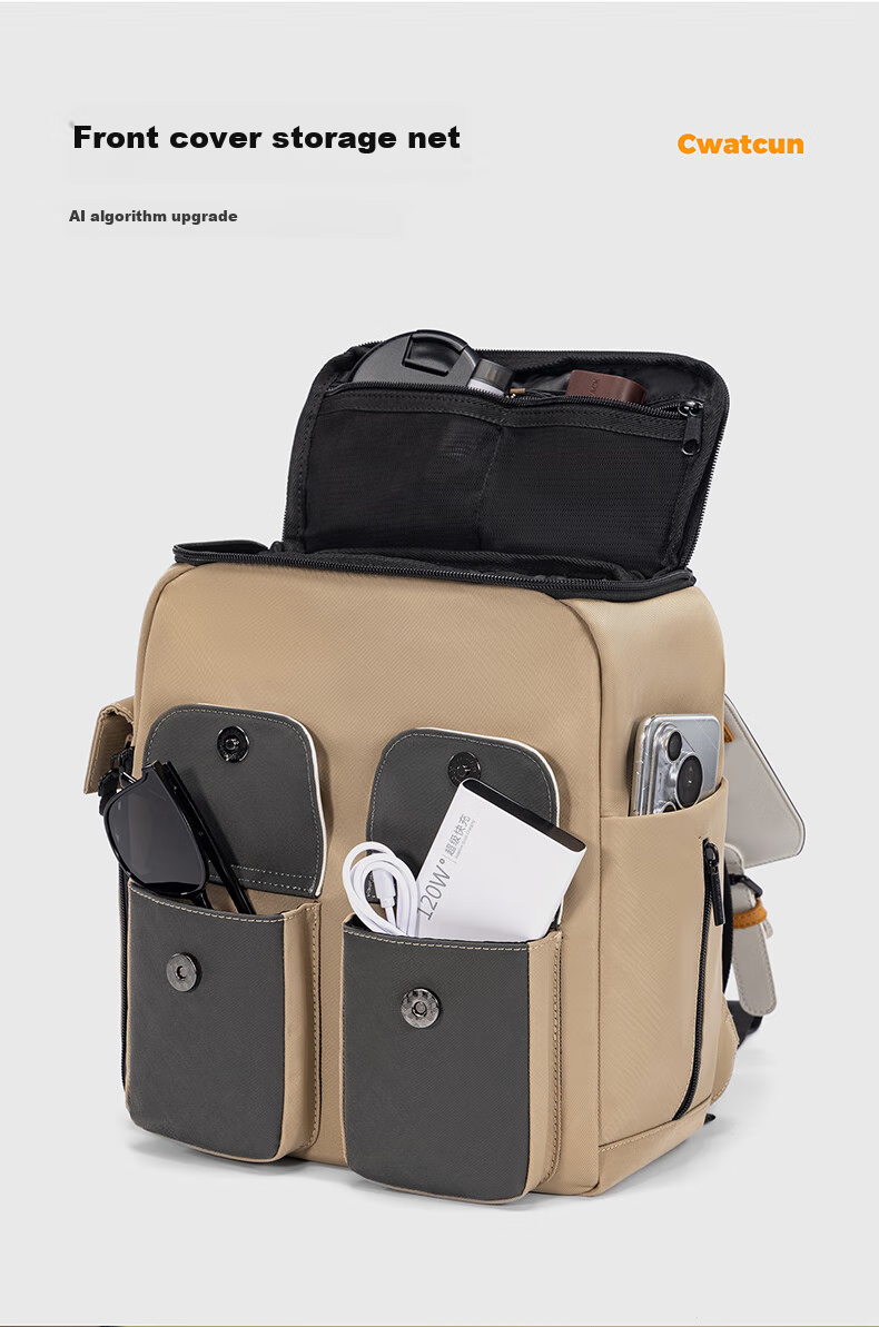 CWATCUN Camera Backpack with Waterproof Top And Bottom Compartments, Side Quick-Access Photography Bag Compatible with Fuji, Canon, Sony, Niko 6