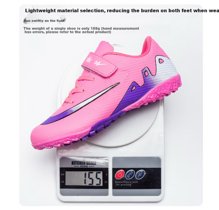 Shuangxing Children's Soccer Shoes for Boys And Girls, Big Kids' Molded Studs TF Artificial Grass Training Shoes, Student And Youth Slip-On Sneakers 7