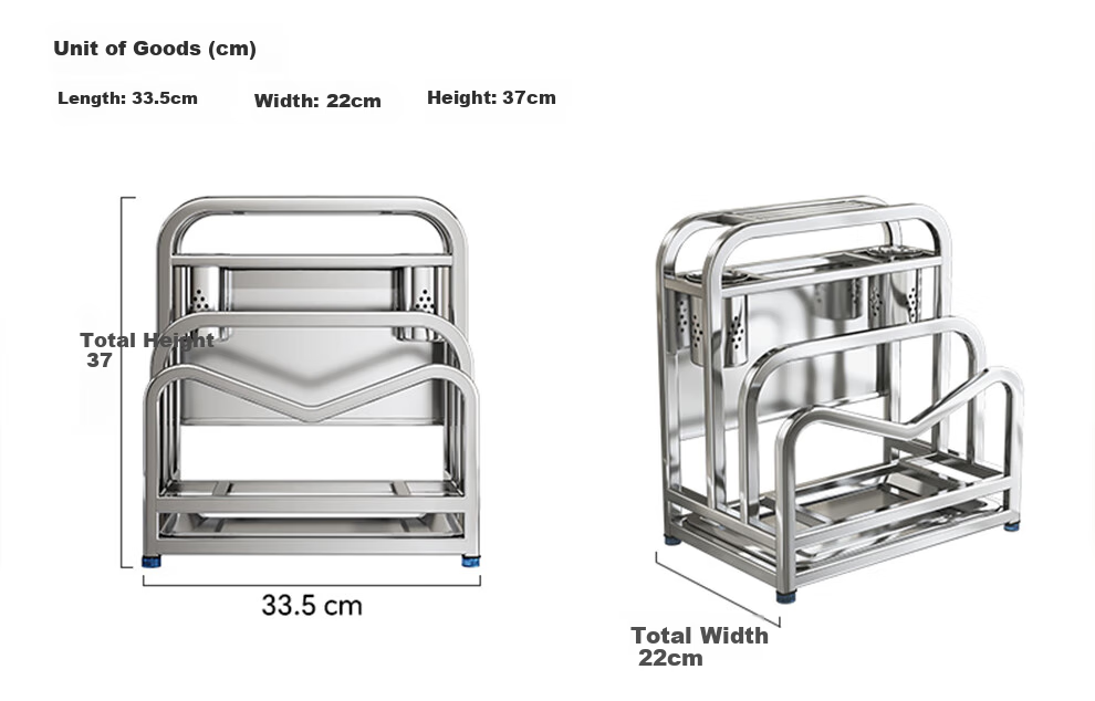 Shuaishi Kitchen Stainless Steel Knife Holder, Utensil Storage Rack, Cutting Board Organizer, Chopstick Cage, And Pot Lid Integrated Storage Rack 24