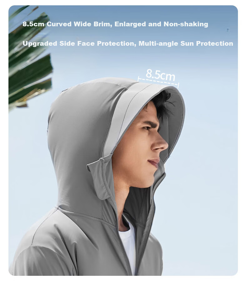 SUPIELD Full-Spectrum Sun Protection Jacket for Men, Summer Outdoor Lightweight Breathable Cool-Feeling Sun Protection Coat, Quiet Black, Size L 9