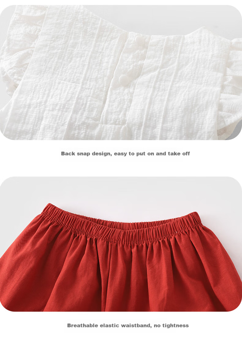 Youqi Baby Girl Short-Sleeve Set, Summer Lightweight Children's Stylish Sleeveless Top, Girls' Shorts Two-Piece Outfit 9