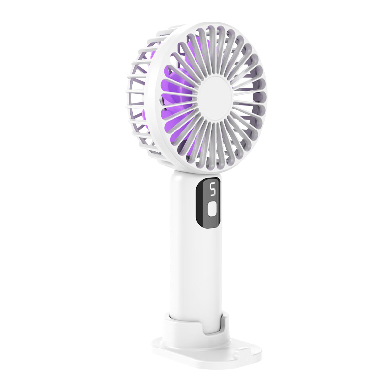 HBOALG USB Handheld Mini Fan, Multifunctional Digital Display Long Standby Fan, Portable Rechargeable Fan for Office, Dormitory, Desktop And Outdoor Use, White