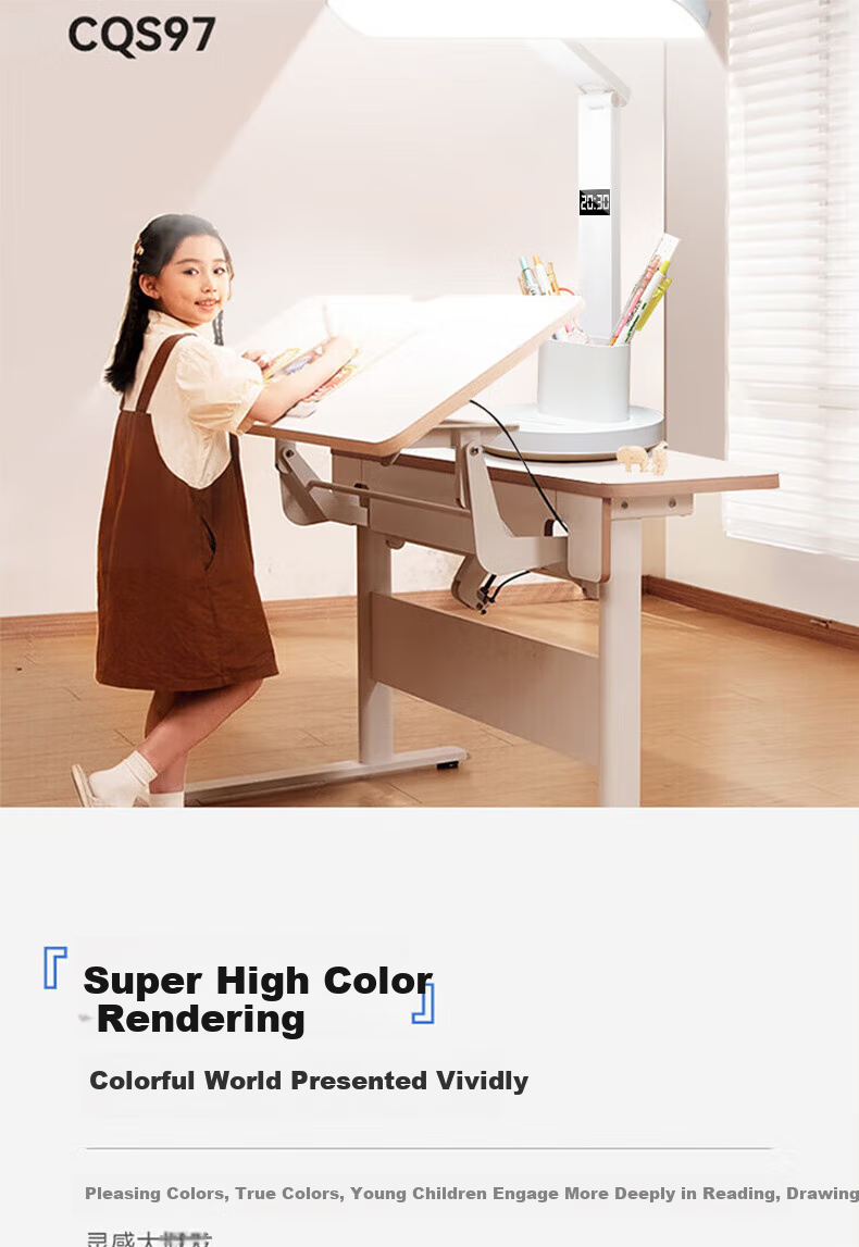 Jingqian Desk Lamp with Eye Protection, Full Spectrum Reading Light for Children And Students, Rechargeable Lamp for Study And Writing, Suitable for Dormitory And Desk Use 8
