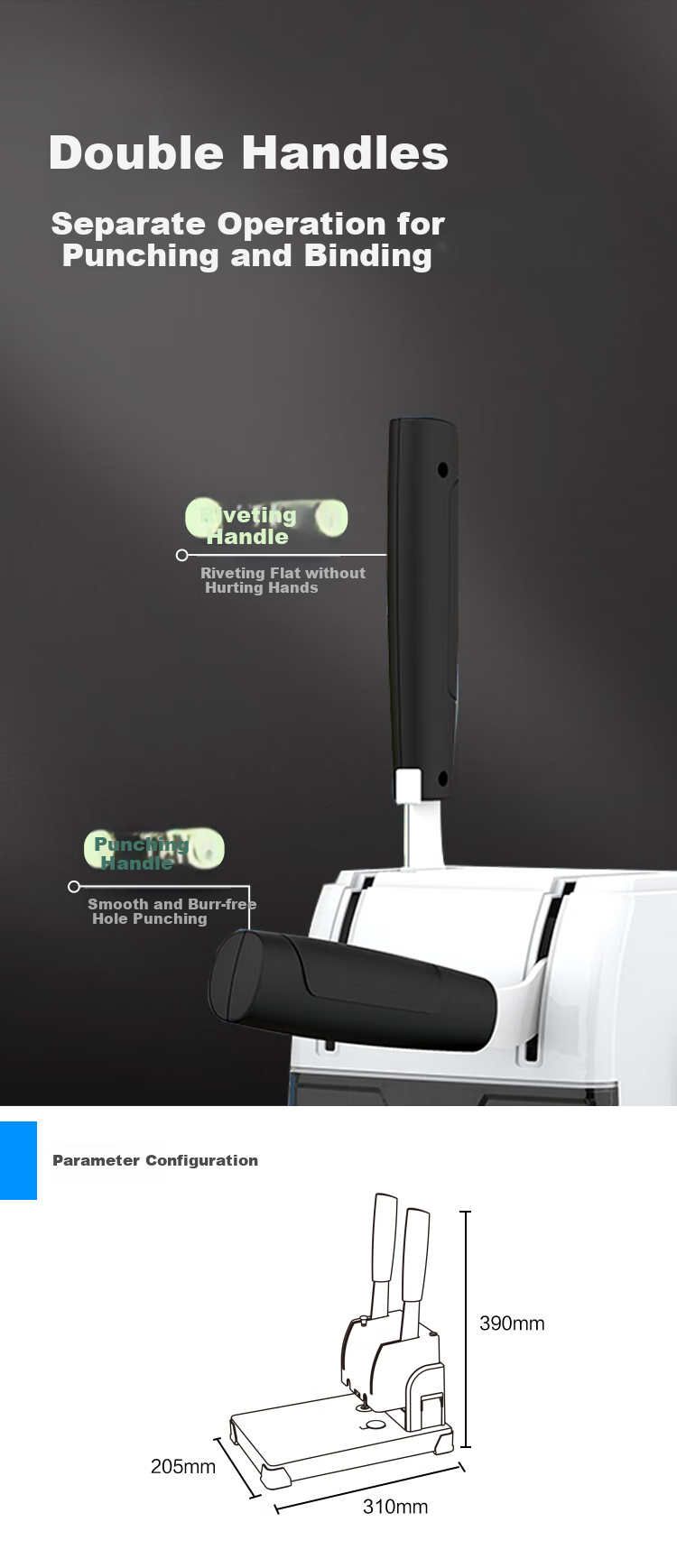 DOCON DC-3000, 300-Page Manual Financial Document Binding Machine, for Accounting And Cashier Office Use, File And Receipt Hot-Melt Riveting, Punching, And Binding Machine 4