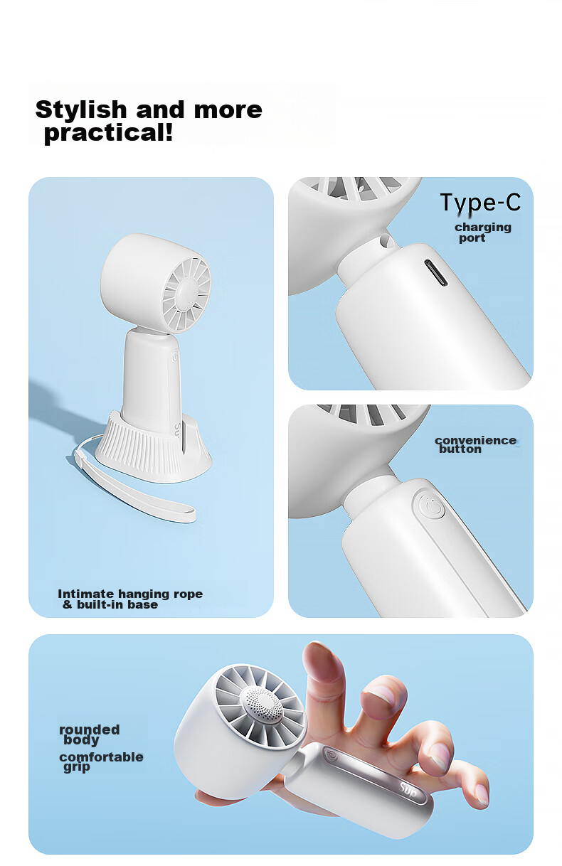 VENIDER F21 Handheld Mini Fan, Portable Ultra-Long Battery Life Quiet Small Electric Fan with Lanyard And Base for Desktop Cooling 13