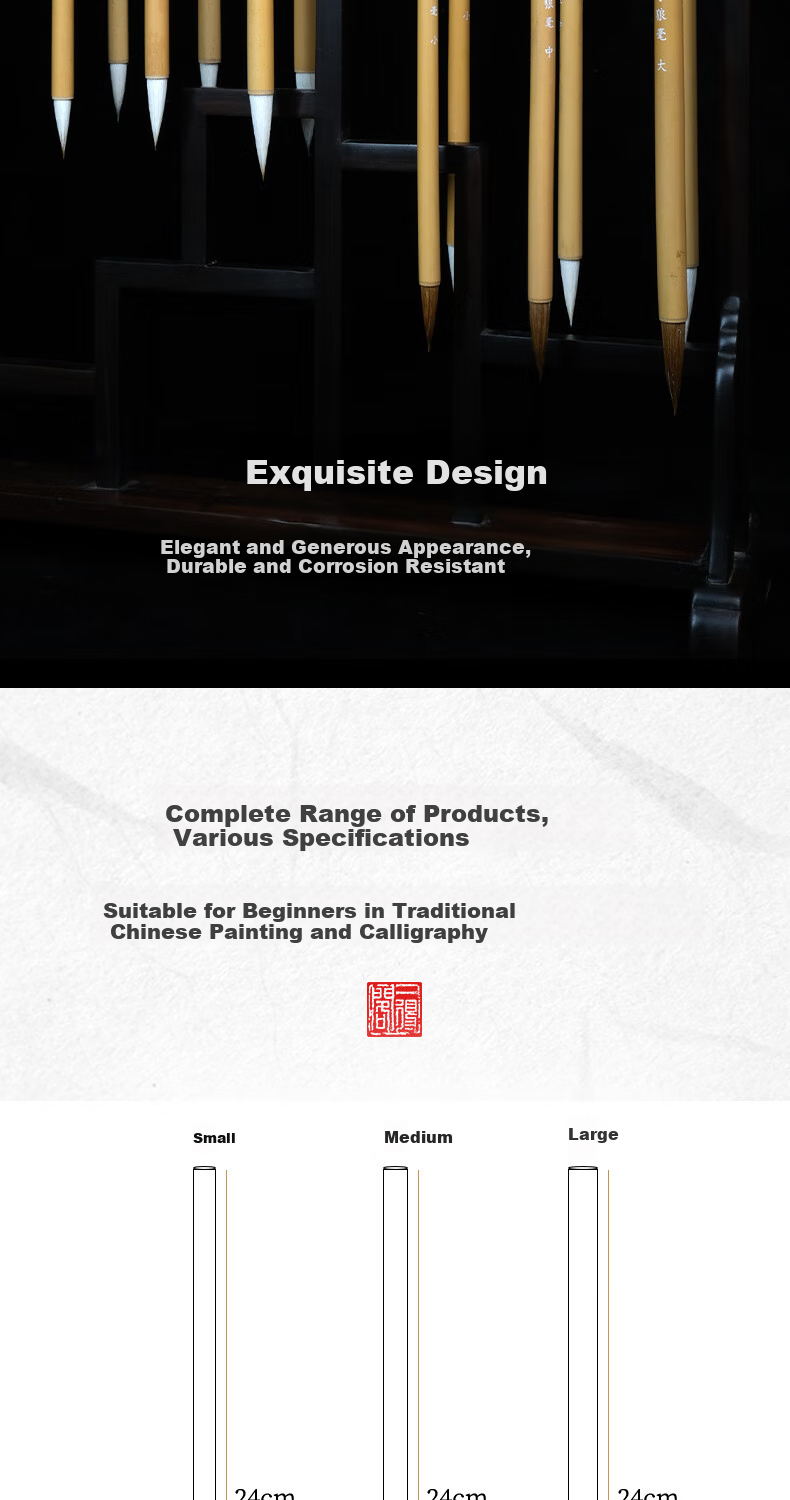 Yidege Mixed Goat Hair Calligraphy Brush Set for French Painting, Seal Script, Regular Script, Running Script, Calligraphy Brush, Four Treasures of The Study, Ink, Paper, Inkstone, Jiuge Goat Hair Large Medium Small Three-Piece Set 8