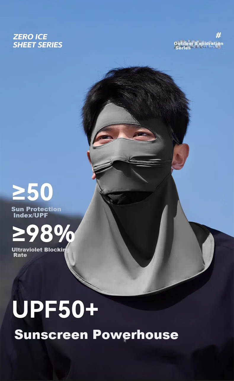 Ousen Sun Protection Face Mask for Men, Summer UV-Resistant, Cycling, Outdoor Hiking, Windproof, Dustproof, Sun-Shading, Ice Silk Full Face Mask 5