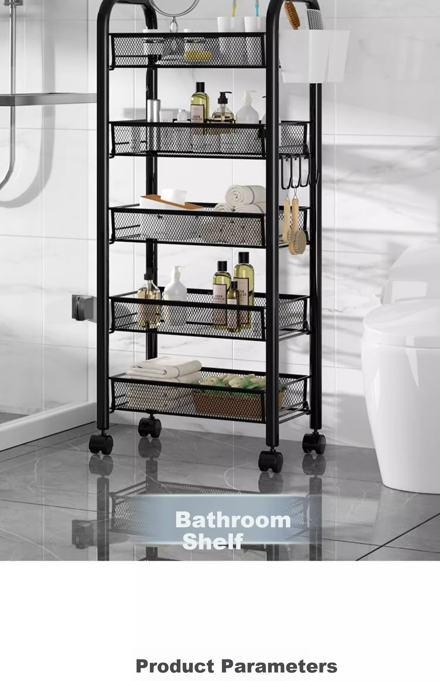 Jiuqiangu Multifunctional Kitchen Storage Rack, Floor-Standing Organizer, Mobile Storage Cart, Vegetable Shelf, Snack Rack 5694 20