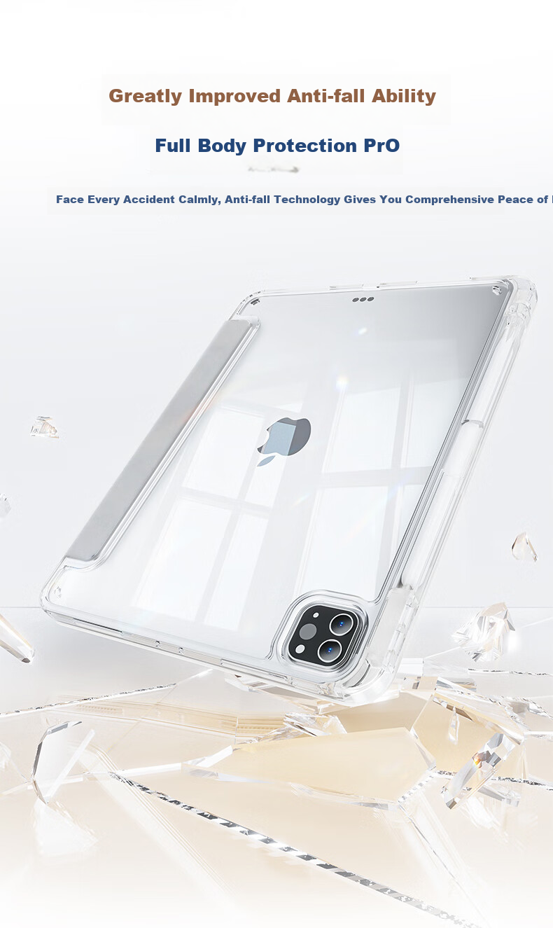 JPLAYER Apple IPad Mini 7/6 Protective Case, 8.3 Inch 2024/21 Mini Y-Shaped Multi-Angle Folding Acrylic with Pencil Slot, Tablet Computer Protective Cover, Smart Sleep Gray 3