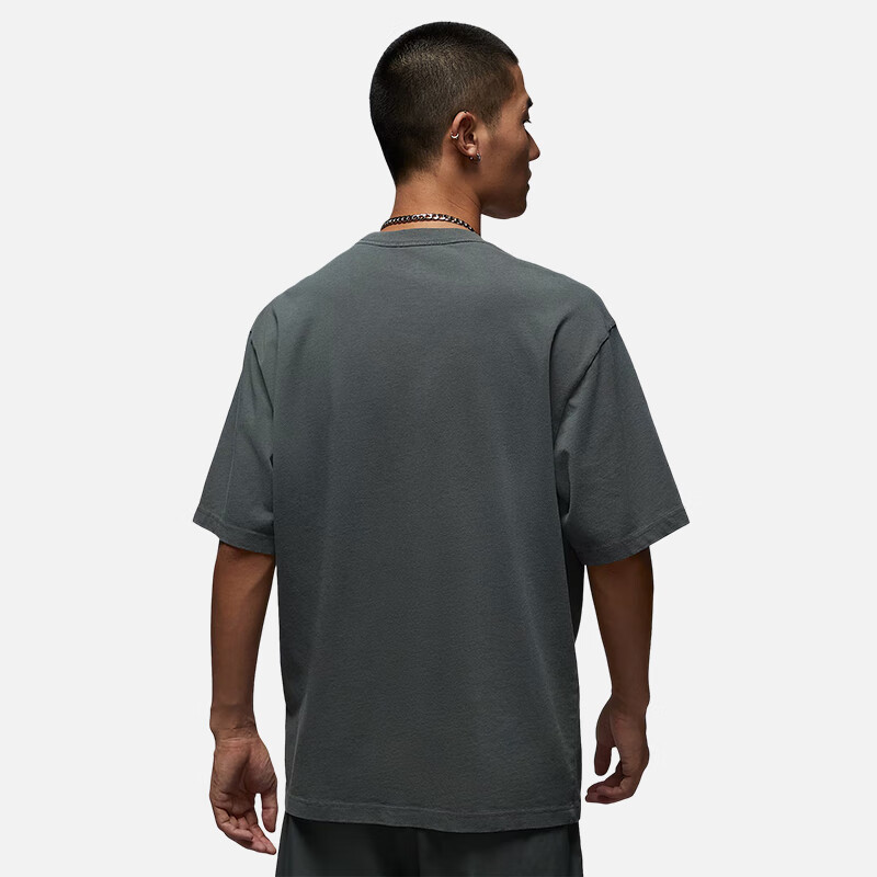Jordan Men's Short-Sleeve T-Shirt, Pure Cotton Round Neck ESS, Versatile Patchwork Logo, HQ8939-068 Iron Gray L
