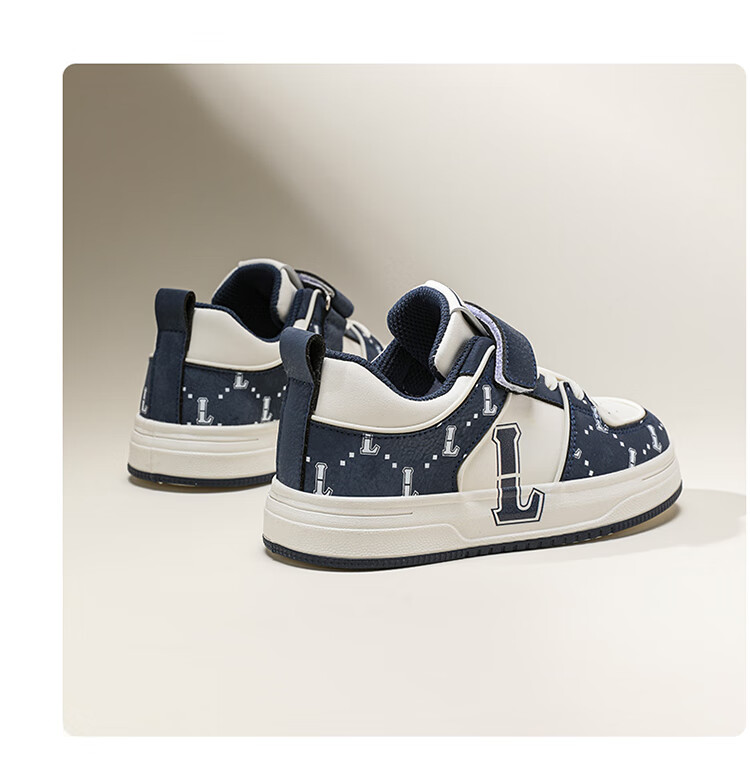 LEE KIDS Children's Shoes, Autumn Casual Sneakers for Boys And Girls, Lightweight Sports Shoes for Older Kids, Beige Blue, Size 34 12