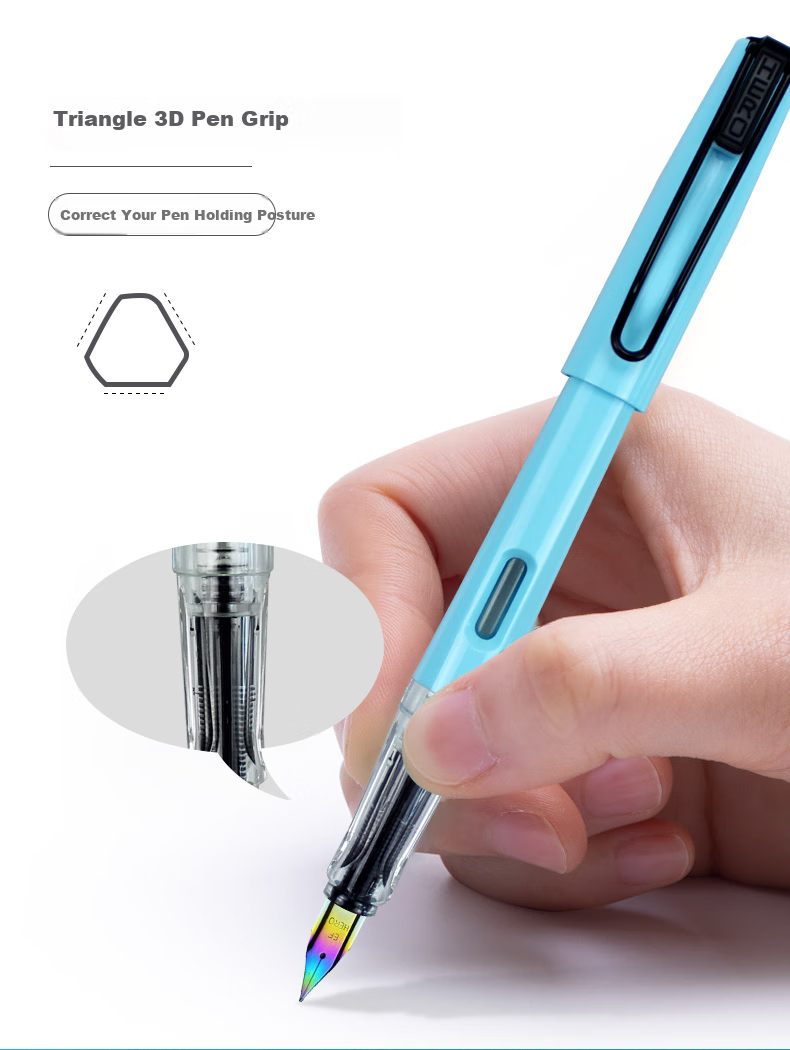 HERO Fountain Pen 367 Macaron Student Fountain Pen for Handwriting Practice And Posture Correction, Iridium Nib (With 6 Extra Ink Cartridges) Pink EF Nib (Nib Tip Color Randomly Selected) 3