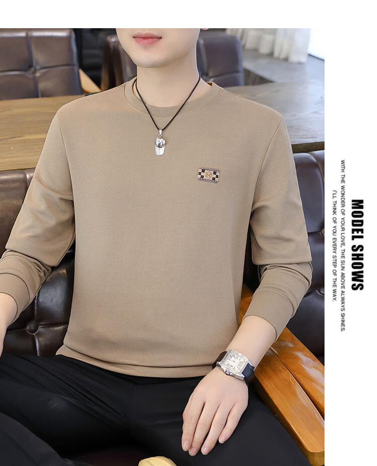TUCANO Men's Sweatshirt Spring and Autumn Crew Neck Long Sleeve T-Shirt Casual Base Shirt Black L 3