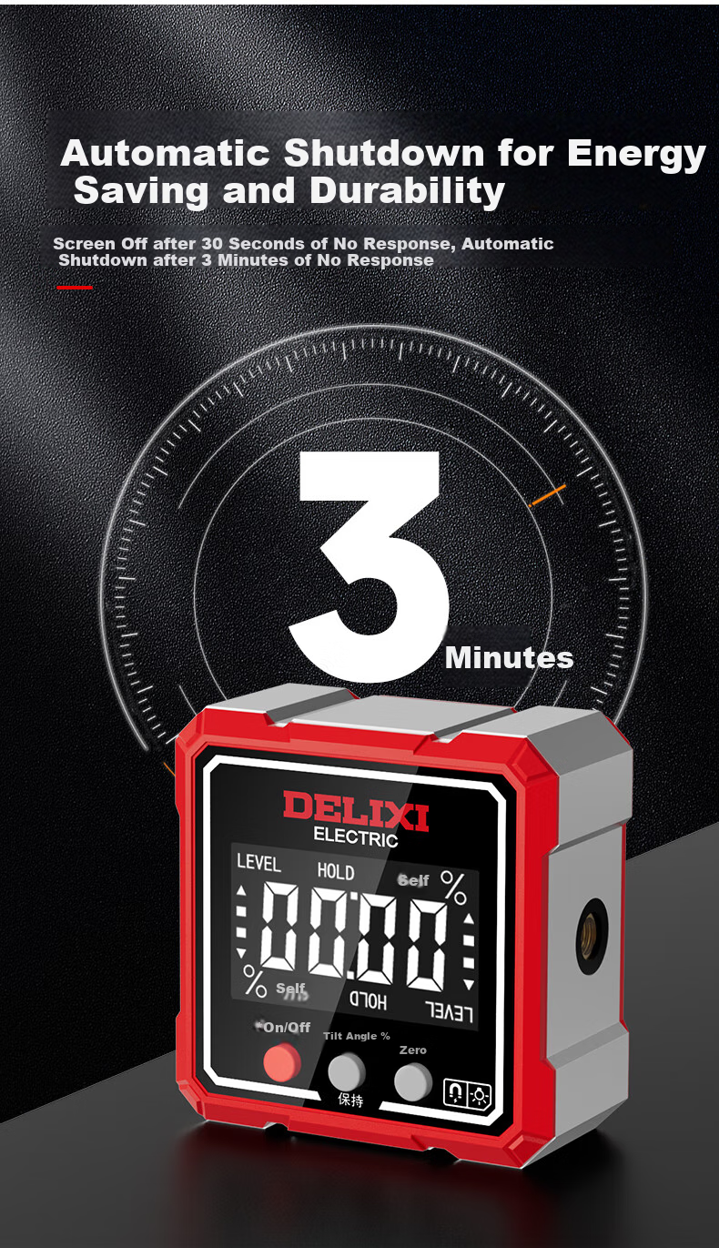 DELIXI ELECTRIC Laser Digital Inclinometer High Precision Angle Meter Magnetic Metal Level Household Angle Ruler 11