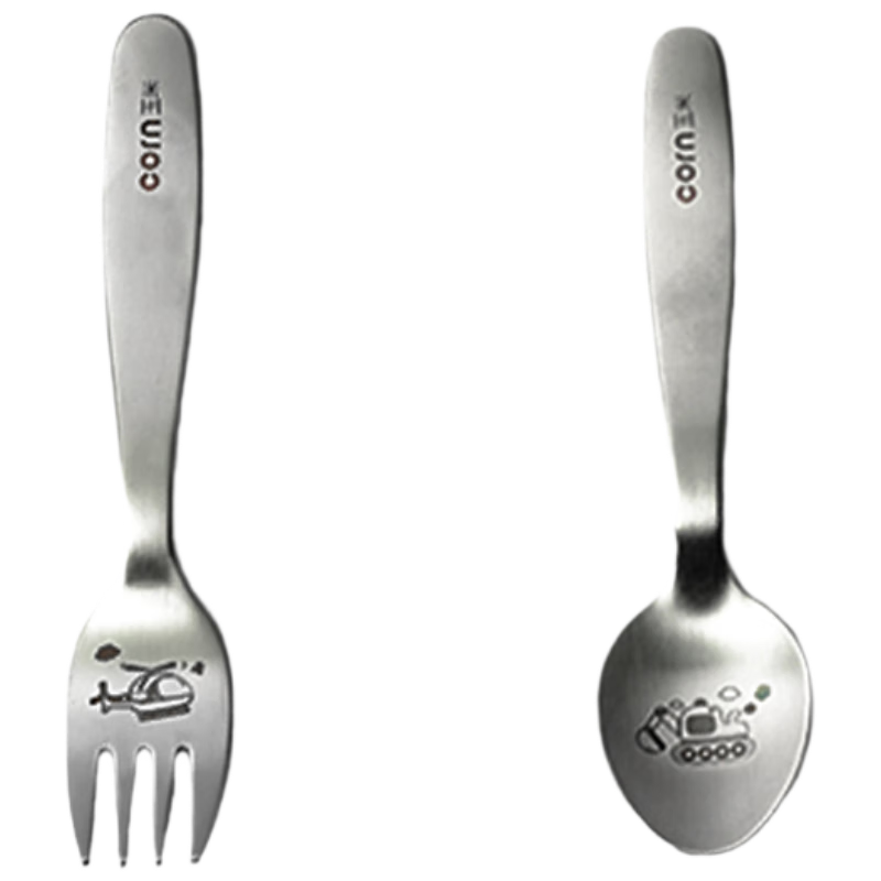 CORN Baby Spoon and Fork Set Stainless Steel Self-Feeding Training Utensils for Children 3 Years Old 304 Lunch Box
