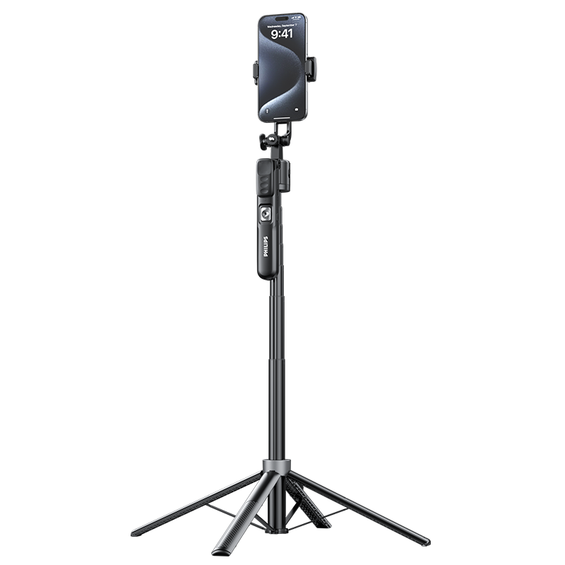 Philips Selfie Stick for DJI Pocket 4/3 with Face Tracking, 360° Rotation, Fill Light, Live Streaming, Travel Portable Floor Tripod 5312C
