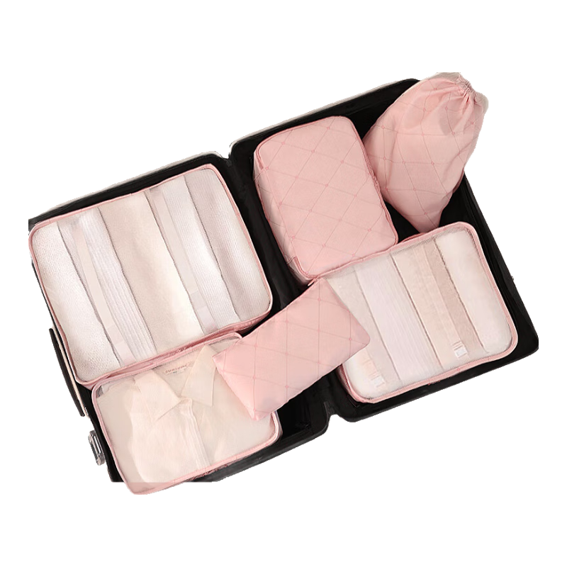 Baicaoyuan Travel Storage Bag Luggage Organizer Pouch for Clothes And Items, Essential Travel And Business Trip Accessory Kit in Pink