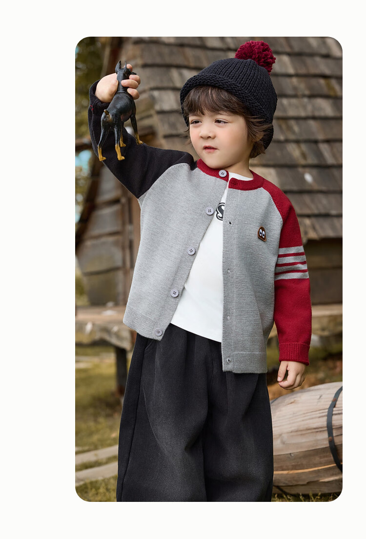 ASK JUNIOR Academy Style Children's Long Sleeve Sweater 25 Autumn Toddler Colorblock Fleece Yarn Knit Cardigan Boys Sweater 9