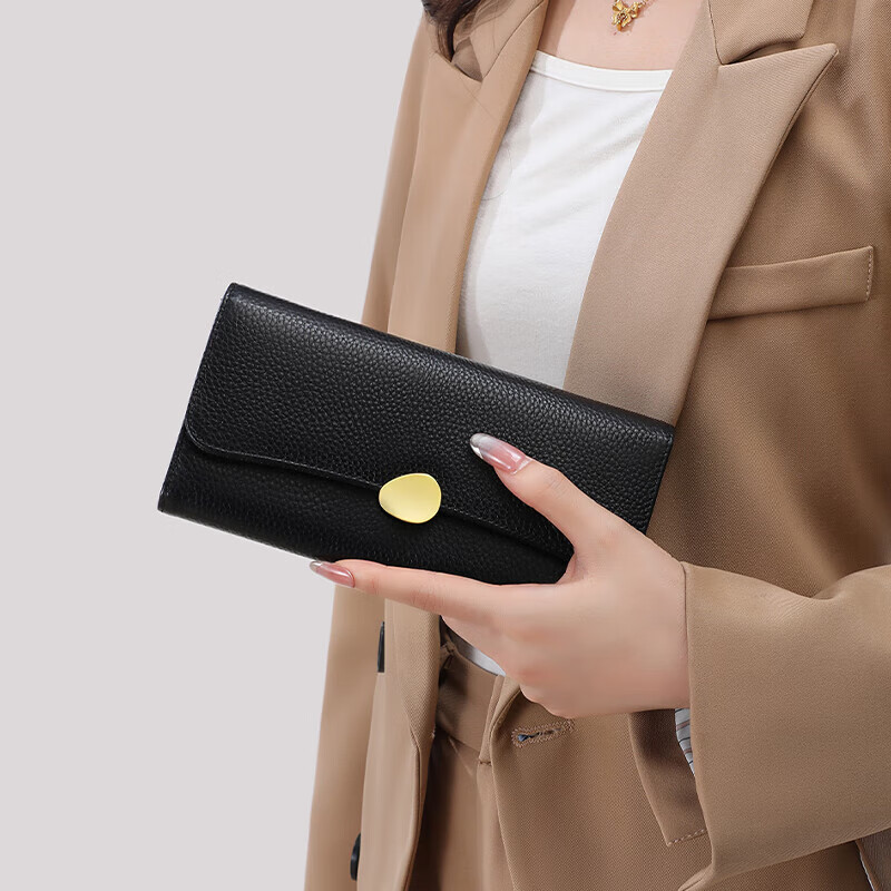 YUYULA Leather Women's Wallet, Large Capacity, Light Luxury Clutch, Long-Style Multifunctional Card Holder, Coin Purse, Leather Clip, Birthday Gift