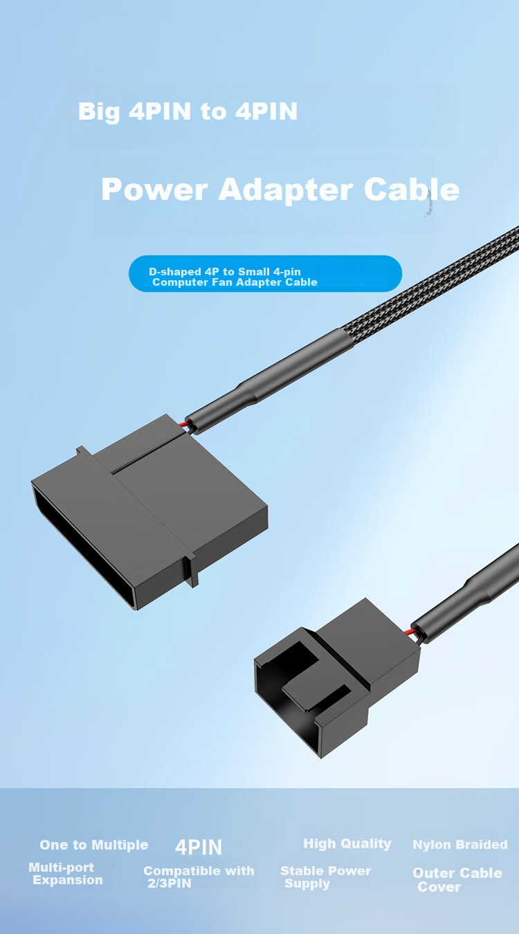 JEYI Power D Port, 4Pin to Case Fan Converter, 4-Pin D-FAN4 1