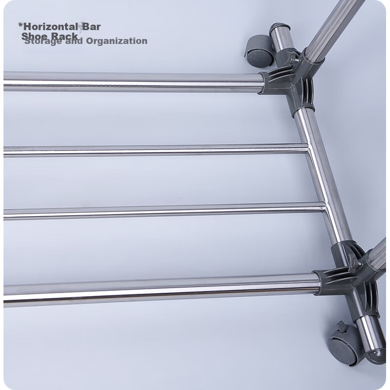 Baoyouni Clothes Drying Rack, Floor-Standing Indoor Roller Movable Hanger, Double-Pole Extendable Clothes Drying Rack, Balcony Drying Rack 13